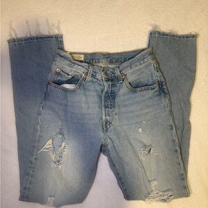 Levi's Classic Blue Distressed Straight Jeans